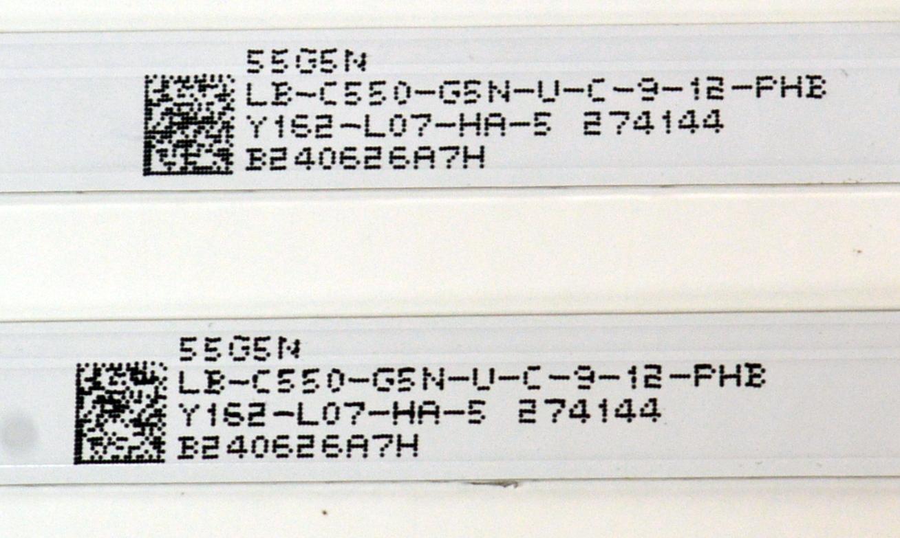 KIT DE LEDS ORIGINAL PARA TV ONN 5 PIEZAS / NUMERO DE PARTE CRH-ZG55M8X3030090517MREV1.2 / 55G5N / LB-C550-G5N-U-C-9-12-PHB / Y162-L07-HA-5 / 274144 / B240626A7H / PANEL C550Y20-G5 / DISPLAY HV550QUB-F70 / MODELO 100012586 55" - Imagen 3