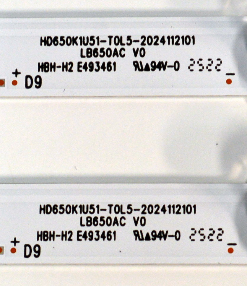 KIT DE LEDS ORIGINAL PARA TV HISENSE 6 PIEZAS / NUMERO DE PARTE LB650AC / LB650AC V0 / HD650K1U51-T0L5-2024112101 / 1412428S00 HE65 / PANEL HD650K1U51-T0L5B\ROH / DISPLAY T650QVN07.5 / MODELO 65QD65QV / 65QD65QV 65Q60QUV - Imagen 3