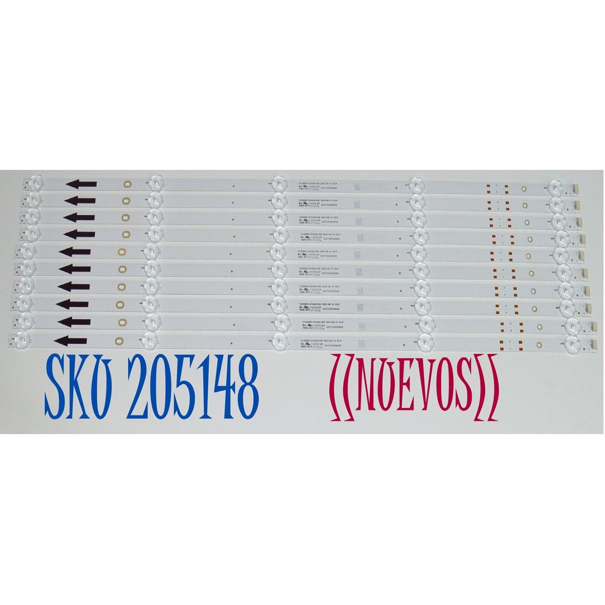 KIT DE LEDS ORIGINAL NUEVOS PARA TV PHILIPS 10 PIEZAS / NUMERO DE PARTE 303TC650066D / TCL65D05-ZC42AG-02D / 4L-ZX065T-ZC037C / TC650MA8 / 2300023536 / 250119AC08 / MODELO 65PUL6653/F8