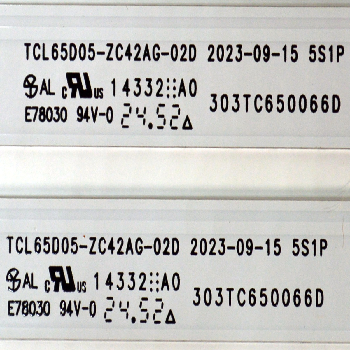 KIT DE LEDS ORIGINAL NUEVOS PARA TV PHILIPS 10 PIEZAS / NUMERO DE PARTE 303TC650066D / TCL65D05-ZC42AG-02D / 4L-ZX065T-ZC037C / TC650MA8 / 2300023536 / 250119AC08 / MODELO 65PUL6653/F8 - Imagen 3