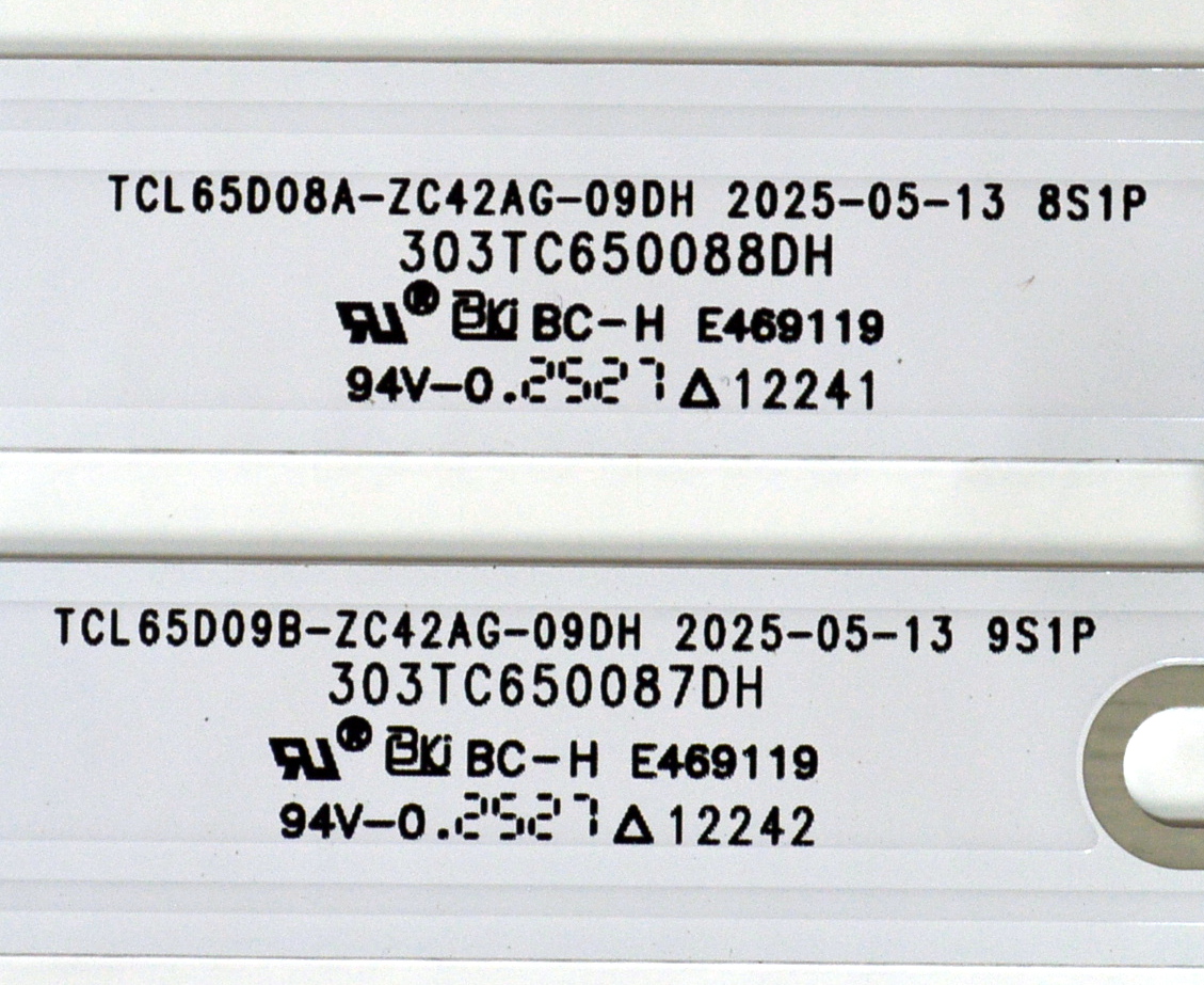 KIT DE LEDS ORIGINAL NUEVOS PARA TV / 2 PIEZAS / NUMERO DE PARTE TCL65D08A / TCL65D09B / TCL65D08A-ZC42AG-09DH / TCL65D09B-ZC42AG-09DH / 303TC650088DH / 303TC650087DH / 4L-ZX065T-ZC061C / 4L-ZX065T-ZC062C / TC650MC8 / TC650MC7 / 2300024336 / 250811BD05 / MODELO 65" - Imagen 3
