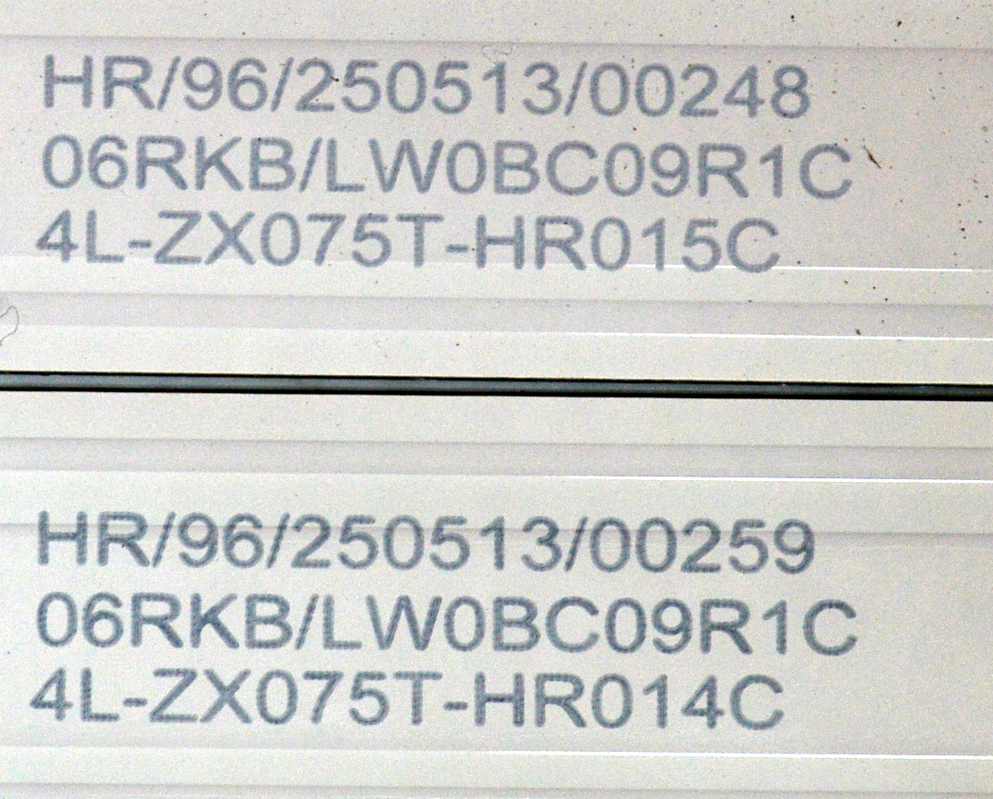KIT DE LEDS ORIGINAL NUEVOS PARA TV 12 PIEZAS / NUMERO DE PARTE 75HR332M08A6 / 75HR332M07B6 / 75HR332M08A6 V2 / 75HR332M07B6 V2 / 75D6200 6*8EA A -D09 / 75D6200 6*7EA B -D09 / 4L-ZX075T-HR014C / 4L-ZX075T-HR015C / 06RKB/LW0BC09R1C / MODELO 75" - Imagen 4