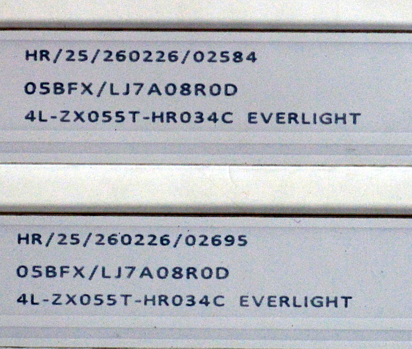 KIT DE LEDS ORIGINAL NUEVOS PARA TV 4 PIEZAS / NUMERO DE PARTE 55HR332M11N02 / 55HR332M11N02 V0 / 55D6200UD  11X4 -E09 / 4L-ZX055T-HR034C / LJ7A08R0D / MODELO 55" - Imagen 3