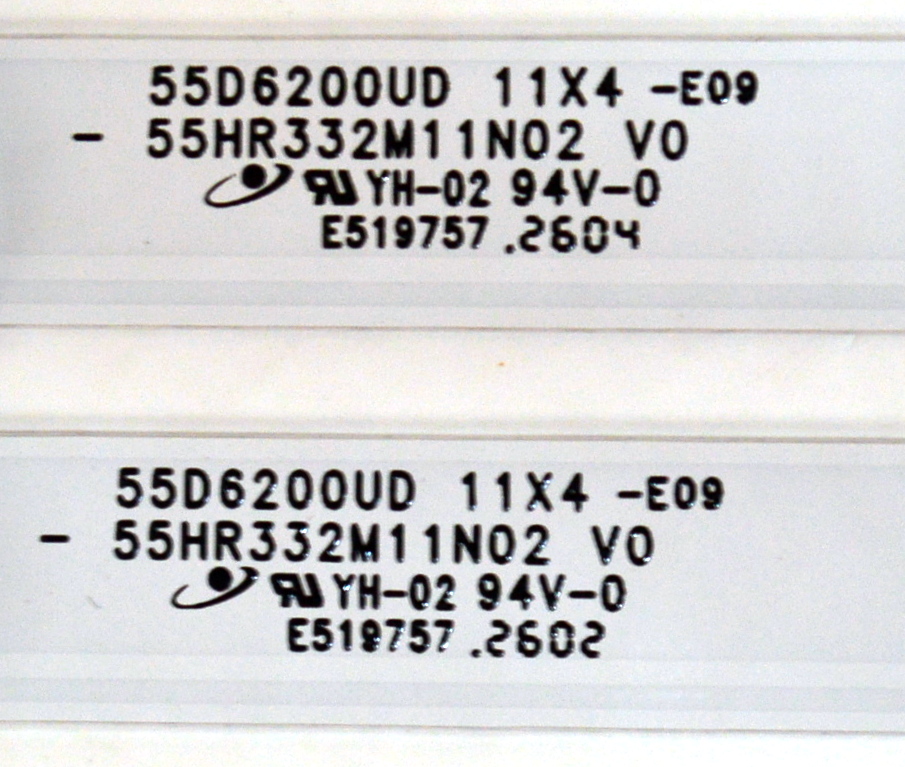KIT DE LEDS ORIGINAL NUEVOS PARA TV 4 PIEZAS / NUMERO DE PARTE 55HR332M11N02 / 55HR332M11N02 V0 / 55D6200UD  11X4 -E09 / 4L-ZX055T-HR034C / LJ7A08R0D / MODELO 55" - Imagen 4