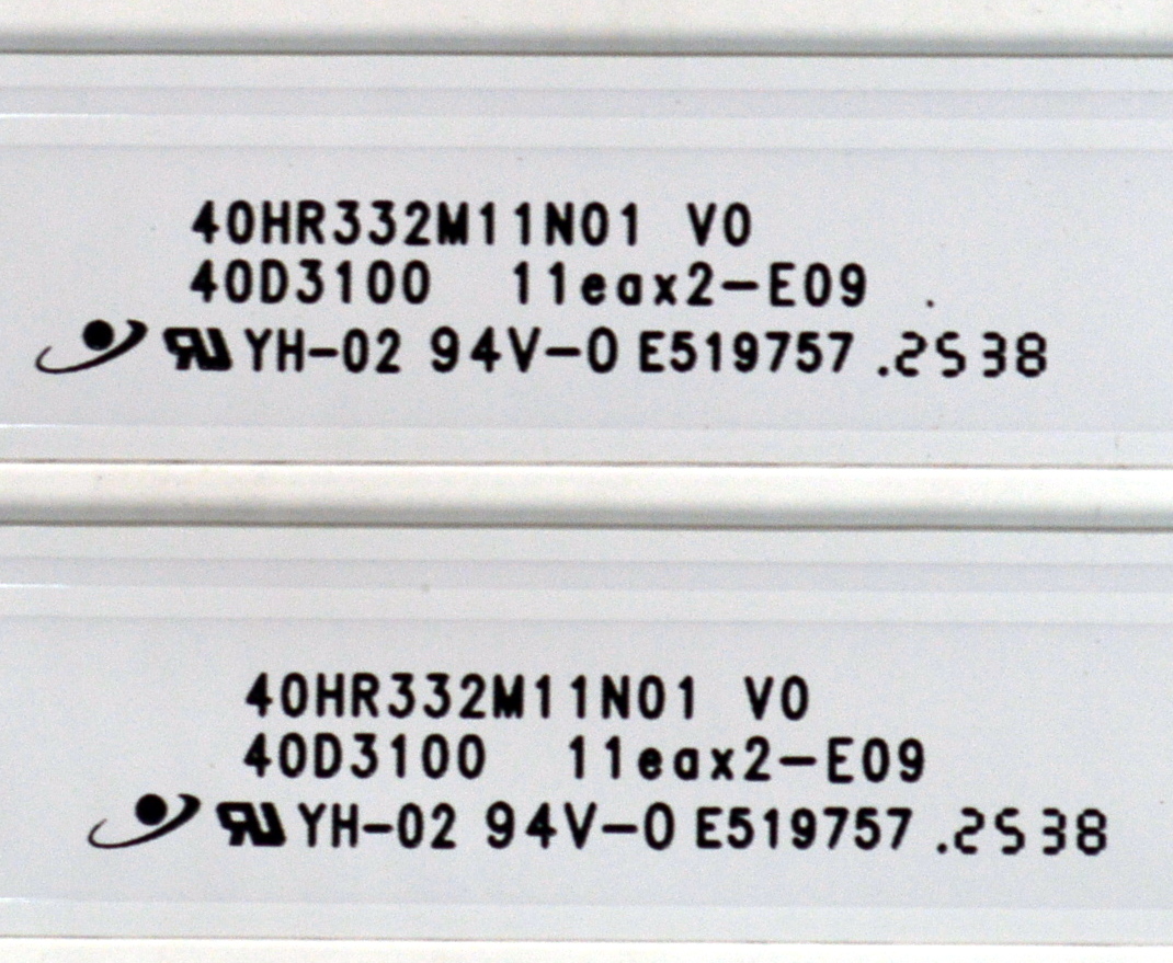 KIT DE LEDS ORIGINAL NUEVOS PARA TV 2 PIEZAS / NUMERO DE PARTE 40HR332M11N01 / 40HR332M11N01 V0 / 40D3100 / 11EAX2-E09 / 4L-ZX040T-HR009C / LV0A10R2C / MODELO 40" - Imagen 2