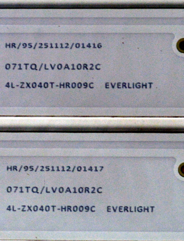 KIT DE LEDS ORIGINAL NUEVOS PARA TV 2 PIEZAS / NUMERO DE PARTE 40HR332M11N01 / 40HR332M11N01 V0 / 40D3100 / 11EAX2-E09 / 4L-ZX040T-HR009C / LV0A10R2C / MODELO 40" - Imagen 3