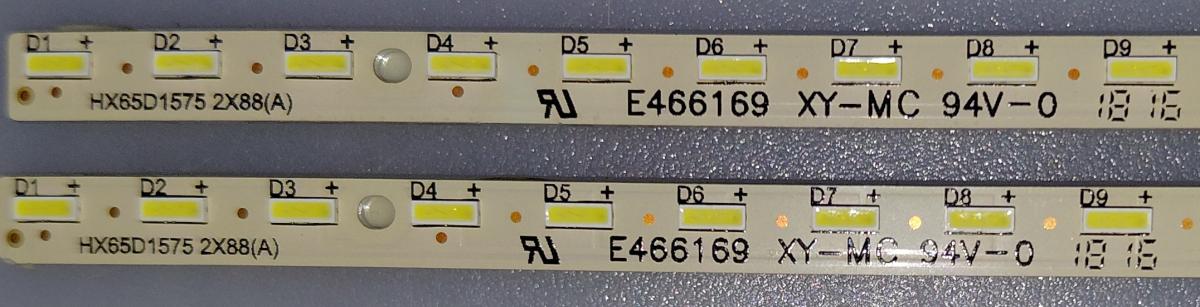 KIT DE LED'S ORIGINALES PARA TV 65'' 2 TIRAS / NUMERO DE PARTE HX65D1575 2X88(A) / E466169 / XY-MC / 94V-0 / MODELO 65'' - Imagen 3