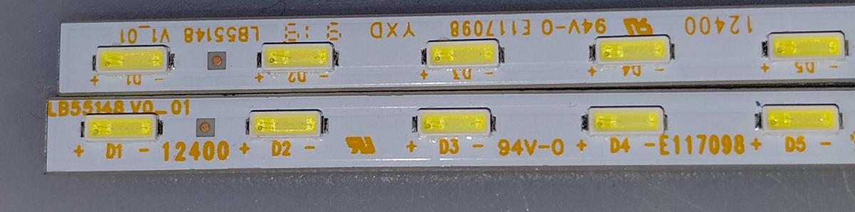 KIT DE LED ORIGINALES PARA TV 55'' 2 TIRAS / NUMERO DE PARTE LB55148 V0_01 / LB55148 V1_01 / E117098 / MODELO 55'' - Imagen 2