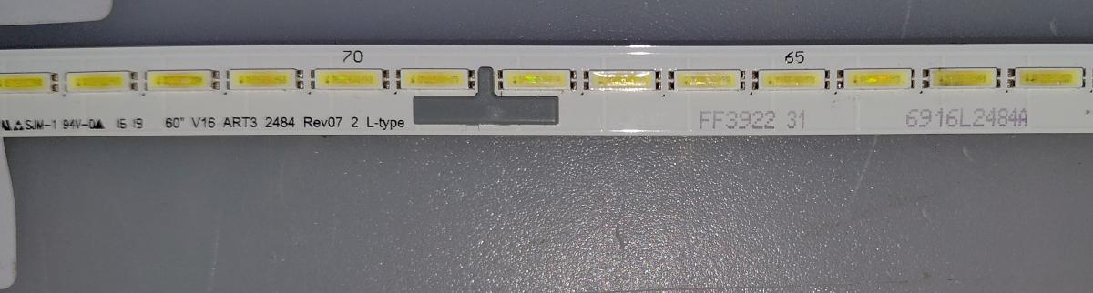 KIT DE LED ORIGINAL PARA TV LG 2 TIRAS / NUMERO DE PARTE 6916L2484A / 6916L2485A / FF3922 / V16 ART3 2484 REV07 / V16 ART3 2485 REV07 / PANEL LC600EQF / MODELO 60VH7700 - Imagen 3