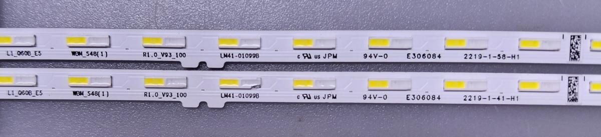 KIT DE LED ORIGINAL PARA TV SAMSUNG 2 TIRAS / NUMERO DE PARTE LM41-01099B / L1_Q60B_E5  / R1.0_V93_100 / E306084 / 2219-1-41-H1 / MODELO HG55Q60BANFXZA CA01, CA02 / QN55Q60BAFXZA CA01, CM09, FA07 / QN55Q60BDFXZA CA01 / QN55Q60CDFXZA CA02 - Imagen 2