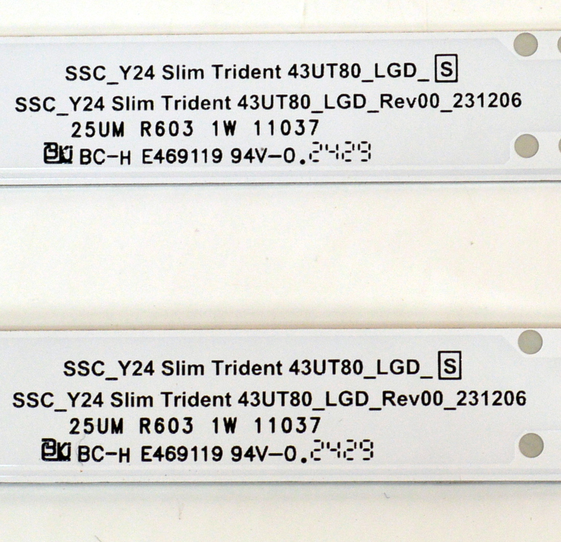 KIT DE LEDS ORIGINAL PARA TV LG 5 PIEZAS / NUMERO DE PARTE EAV65084001 / SSC_Y24 SLIM TRIDENT 43UT80_LGD_S / SSC_Y24 SLIM TRIDENT 43UT80_LGD_REV00_231206 / LGD 430P9 / PANEL NC430TQG-AAKHH / DISPLAY LC430EQC (SS)(A1) / MODELO 43UR7800PSB / 43UR7800PSB.BWMYLJM - Imagen 2