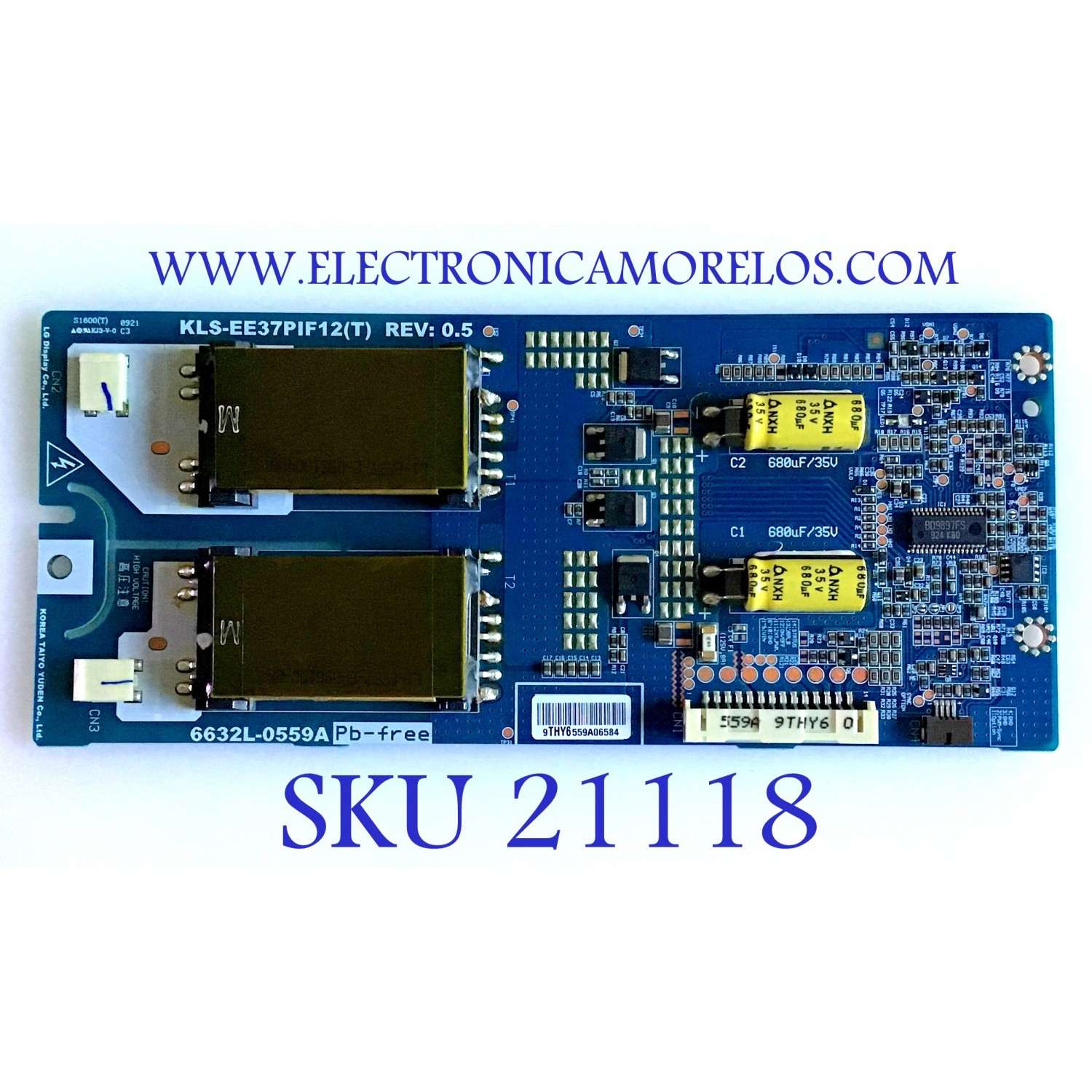 BACKLIGHT INVERTER TOSHIBA / 6632L-0559A / KLS-EE37PIF12(T) / PANEL LC370WUN-(SB)(G1) / MODELOS 37RV525RZ / 37RV635D / 37XV635D