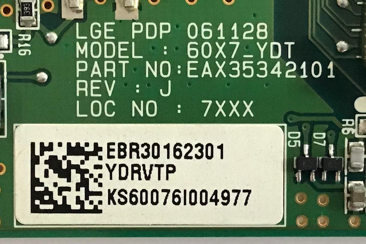 BUFFER LG / EBR30162301 / EAX35342101 / PANEL PDP60X70000 / MODELOS 60PB4DT-UB AUSLLJR / 60PC1D-UE AUSLLJR / 60PM4M-WA / 60PB4DA-UA AUSLLJR / 60XP10 / P606Y2 - Imagen 2