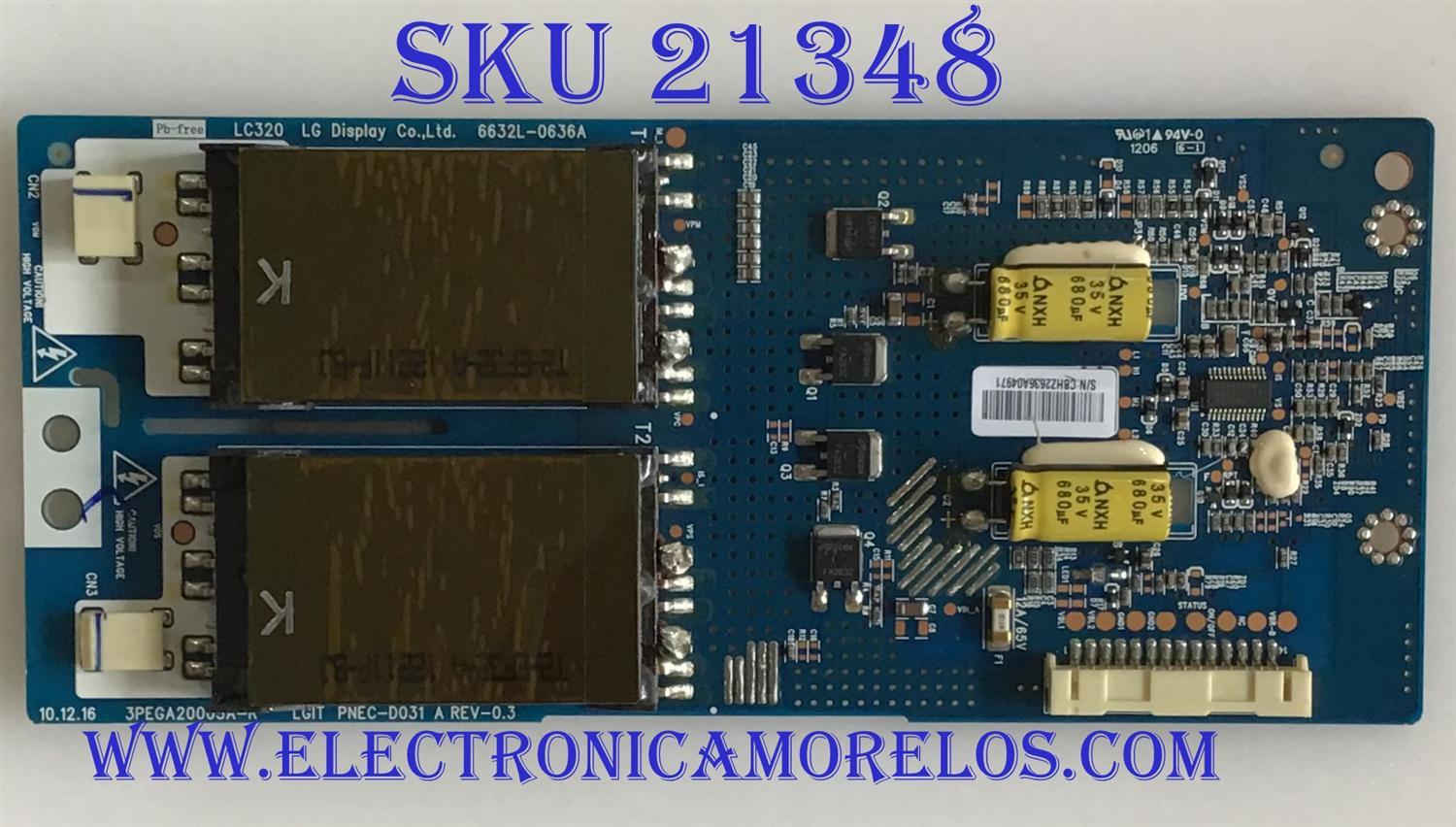 BACKLIGHT INVERTER  LG / 6632L-0636A / 3PEGA20003A-R / PANEL LC320WUN-SCA2 / MODELO 32CS560-UE