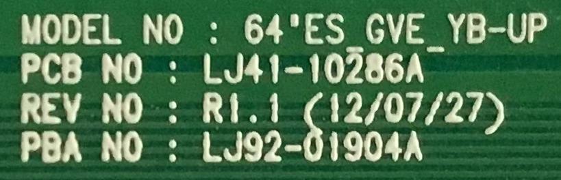BUFFER PARA TV SAMSUNG / BN96-25266A / LJ41-10286A / LJ41-10286A / LJ92-01904B / 904B / MODELO PN64F5500AFXZA UW01 - Imagen 3