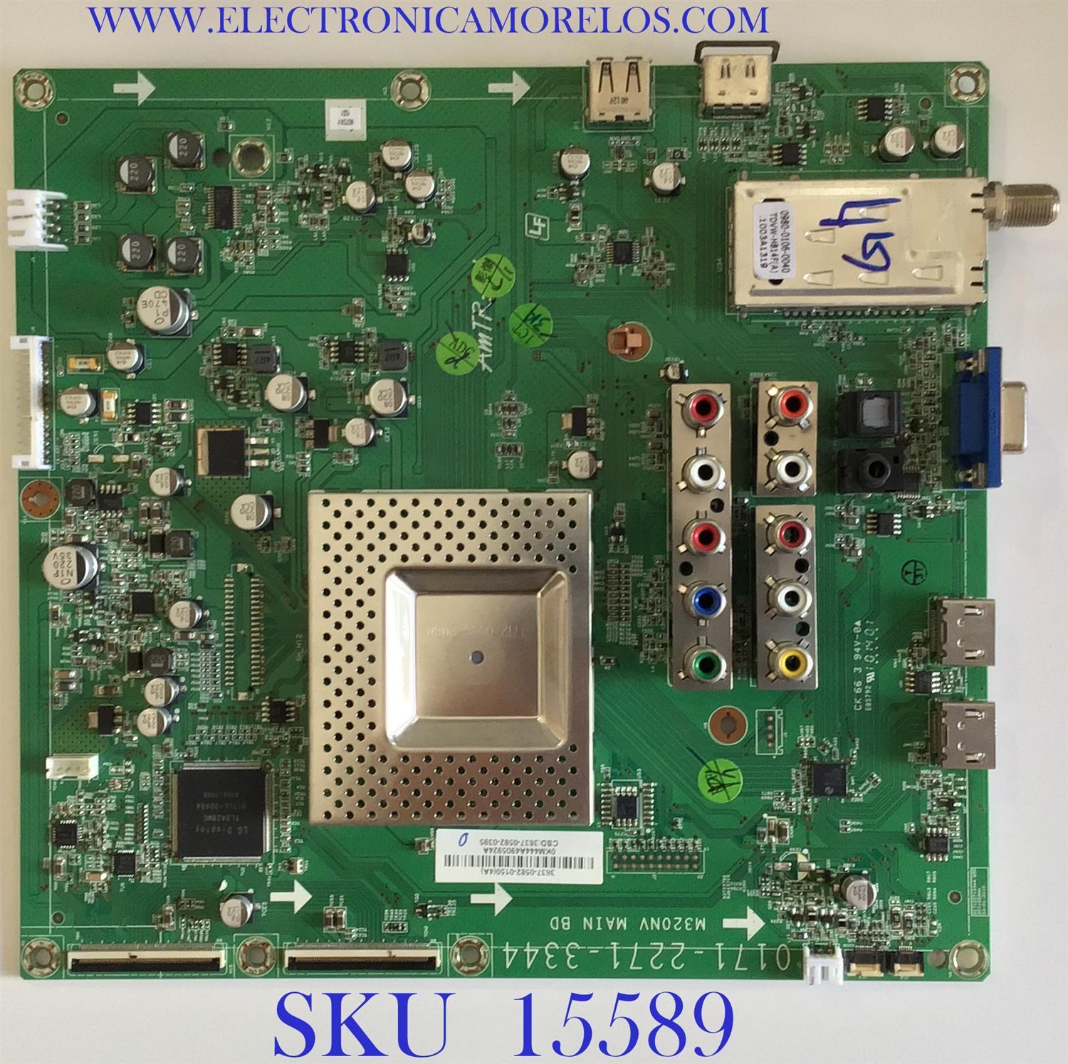MAIN ORIGINAL PARA TV VIZIO / NUMERO DE PARTE 3637-0582-0150 / 0171-2271-3344 / 3637-0582-0395 / PANEL LC370EUG (SC)(R1) / MODELO M370NV LUAKGWAL / M370NV LAUKGWAL