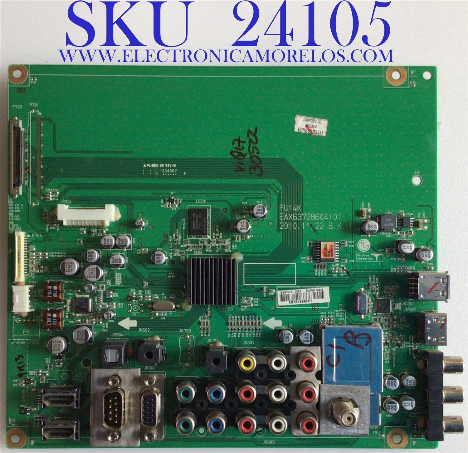 MAIN PARA TV ZENITH / NUMERO DE PARTE EBR68293441 / EBT61699001 / EAX63728604 / PANEL PDP50T30010 / MODELOS Z50PT320-UC / Z50PT320-UC.AUSAZUR / 50PT350-UD