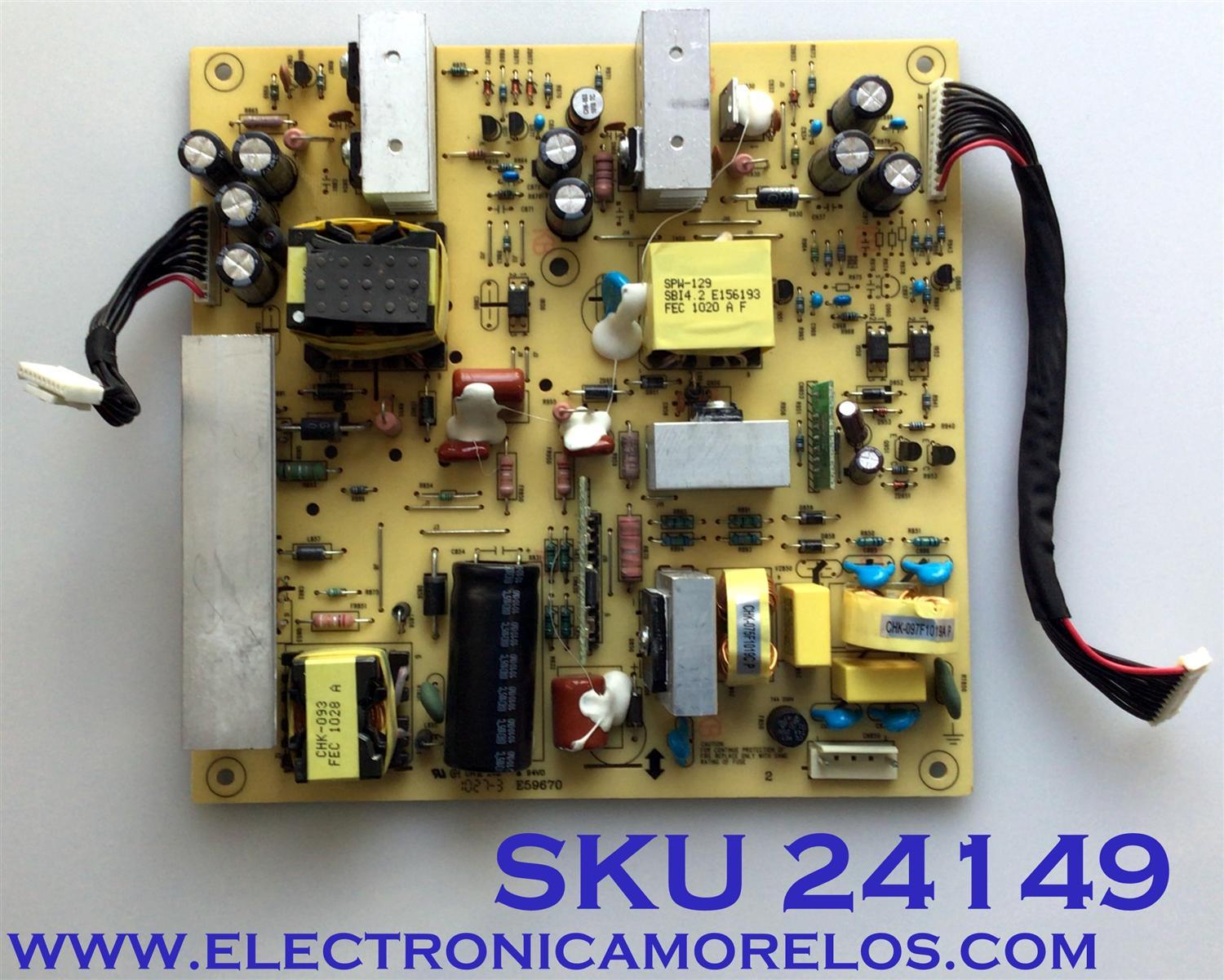 FUENTE DE PODER PARA TV HP / NUMERO DE PARTE 793012000A00R / 492911400100R / ILP-021 / PANEL LM270WF1 (TL)(C1) / MODELO 2710M