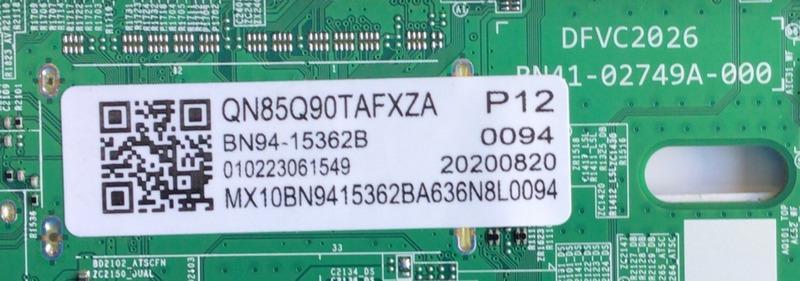 MAIN PARA SMART TV SAMSUNG Neo QLED 8K QUANTUM HDR RESOLUCION (7,680 x 4,320) / NUMERO DE PARTE BN94-15362B / BN41-02749A / BN97-16646A / 20200820 / 010223061549 / PANEL CY-TT085FLAV2H NW34 / MODELO QN85Q90TAFXZA AA01 - Imagen 3