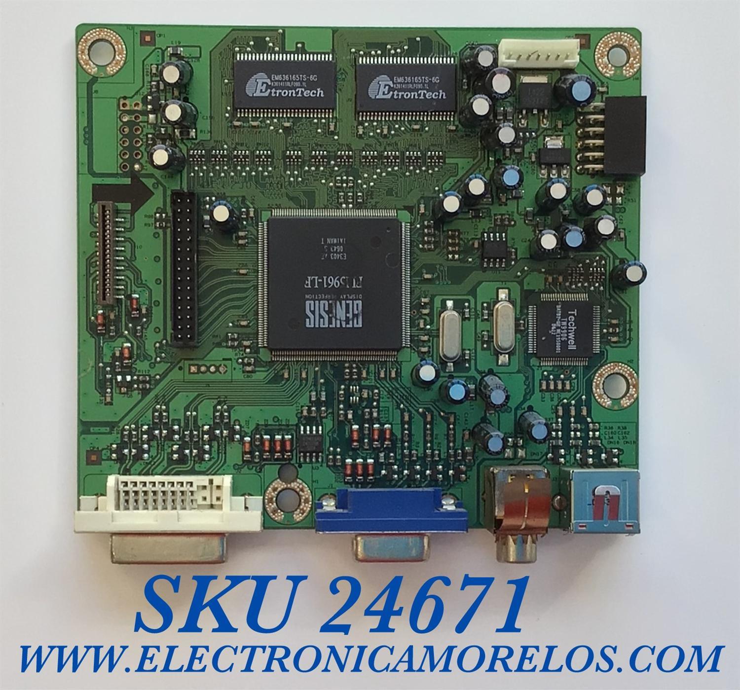 MAIN PARA MONITOR DELL / NUMERO DE PARTE 5EL2H01001 / 4H.L2J01.A02 / 90113 / 366730 / PANEL LM201U05 / MODELO 2007FPB