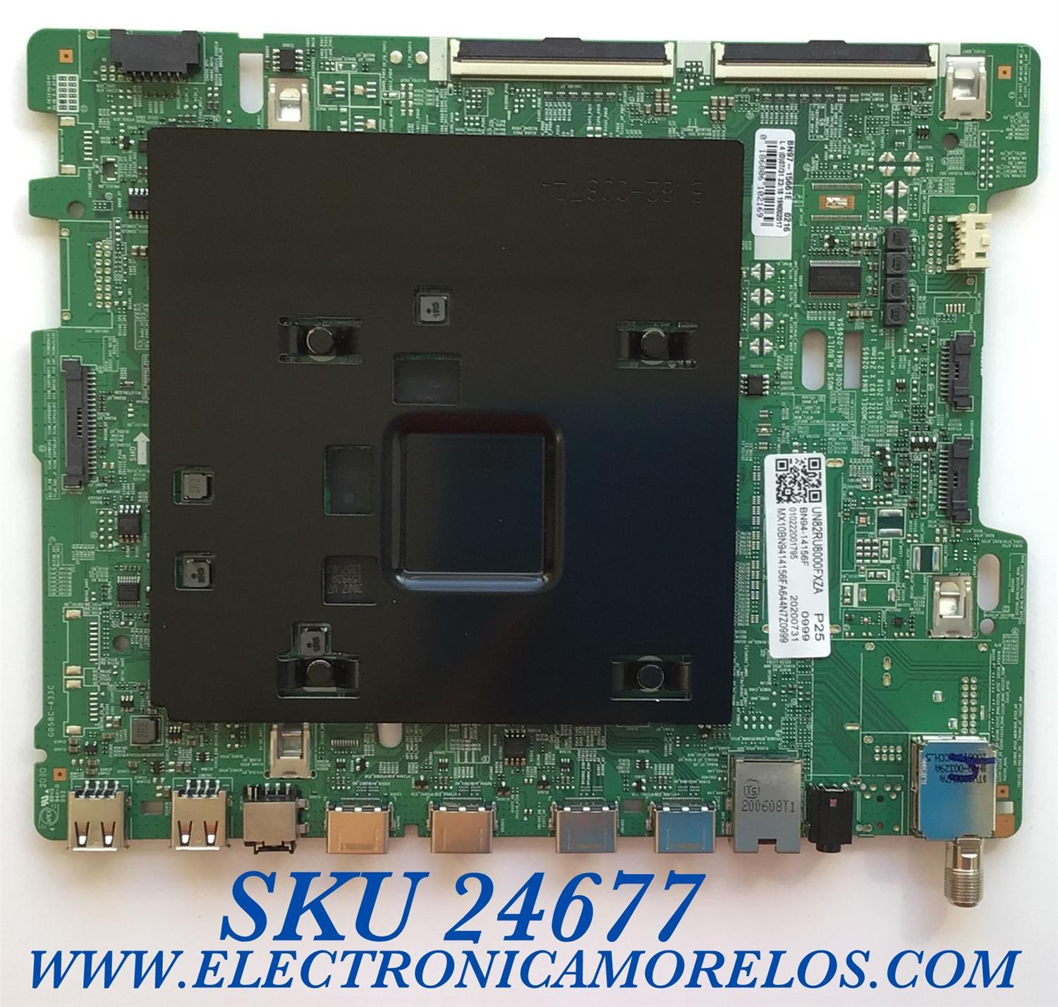 MAIN PARA SMART TV SAMSUNG 4K UHD CON HDR RESOLUCION (3,840 x 2,160) / NUMERO DE PARTE BN94-14156F / BN41-02695A / BN97-15661E / DISPLAY BN96-48334A / 010222001195 / 20200731 / PANEL CY-NR082FGNV1H NW32 / MODELO UN82RU8000FXZA DA02