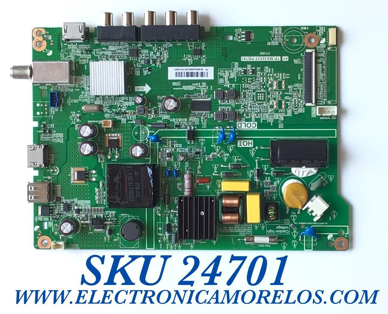MAIN FUENTE PARA TV LG NUMERO DE PARTE 60103-00545 / TP.MS3553T.PB791 / 4300065173 / 20191118 / HV280WHB-H4D / B3644802 / PANEL BOEI28WX1 / MODELO 28LM400B-PU.AUSDLPM / 28LM400B-PU / 28LM400B