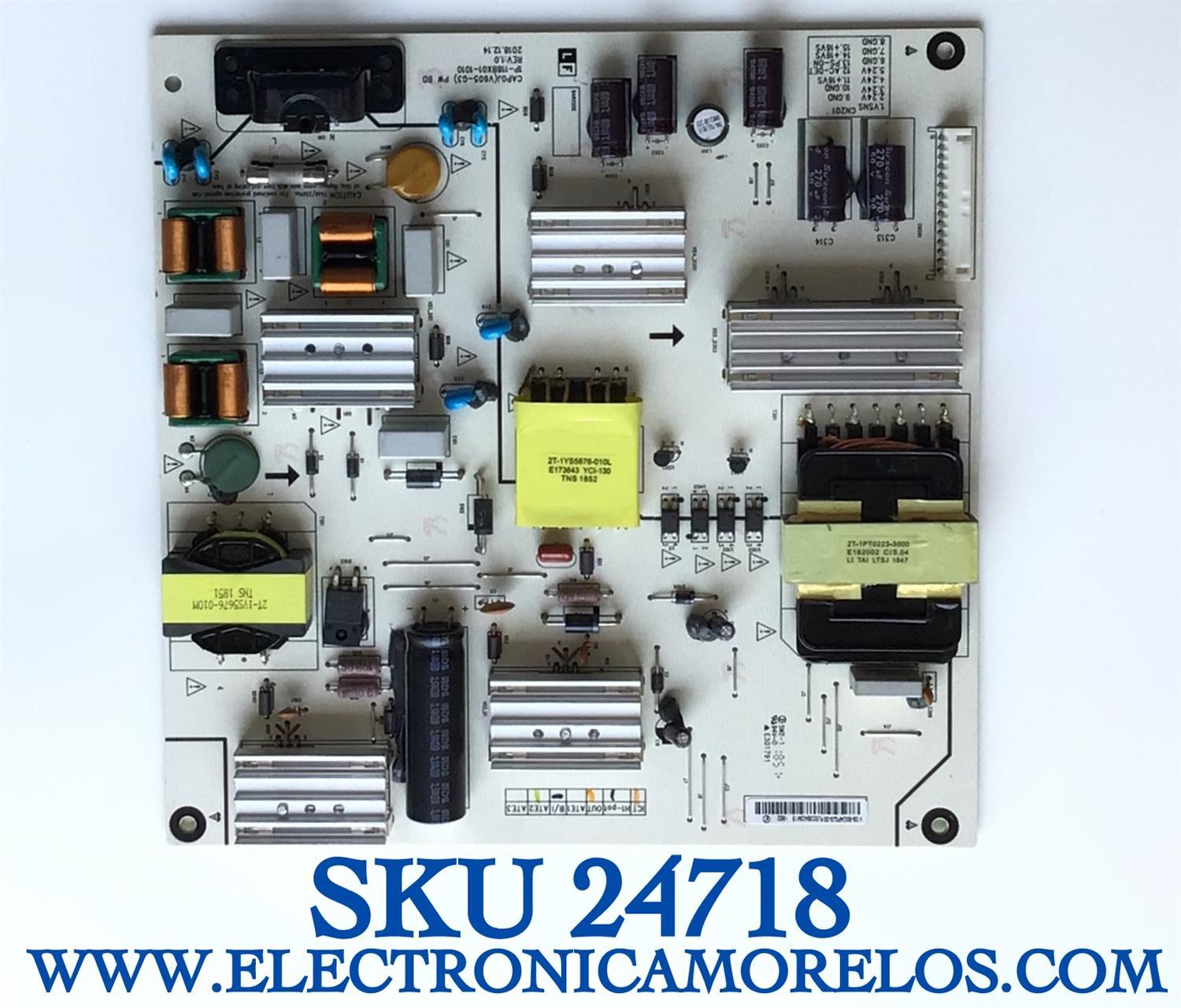 FUENTE DE PODER PARA TV VIZIO NUMERO DE PARTE 09-60CAP0J0-00 / 1P-118BX01-1010 / V 09-60CPA0J0-00 / FJ002BA03413 / PANEL SD600DU1.1 / V605-G3 LFTRYRKV / V605-G3