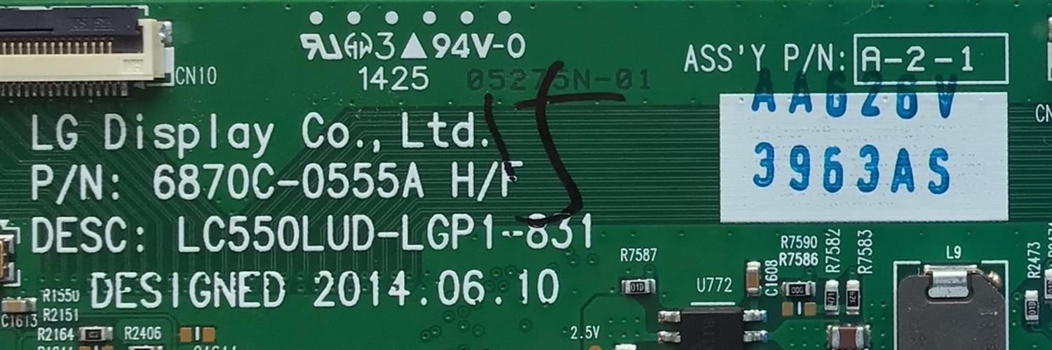 T-CON PARA TV LG NUMERO DE PARTE 6871L-3963A / 6870C-0555A/ 3963A / AA626V / PANEL LC550LUD (LG) (P1) / MODELO / 55EC9300-UA.AUSWLJR / 55EC9300-UA / 55EC9300 - Imagen 2