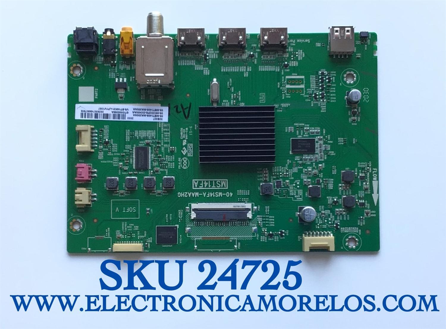 MAIN PARA TV TCL SMART / NUMERO DE PARTE 08-HK32CFN-OC400AA / 40-MS14FA-MAA2HG / MST14FA / V8-ST14K01-LF1V157 / 08-MST1408-MA200AA / 08-MST1408-MA300AA/ PANEL LVF320NDEL KJ9W00 / DISPLAY PT320CT01-3 VER.1.2 / MODELO 32S327