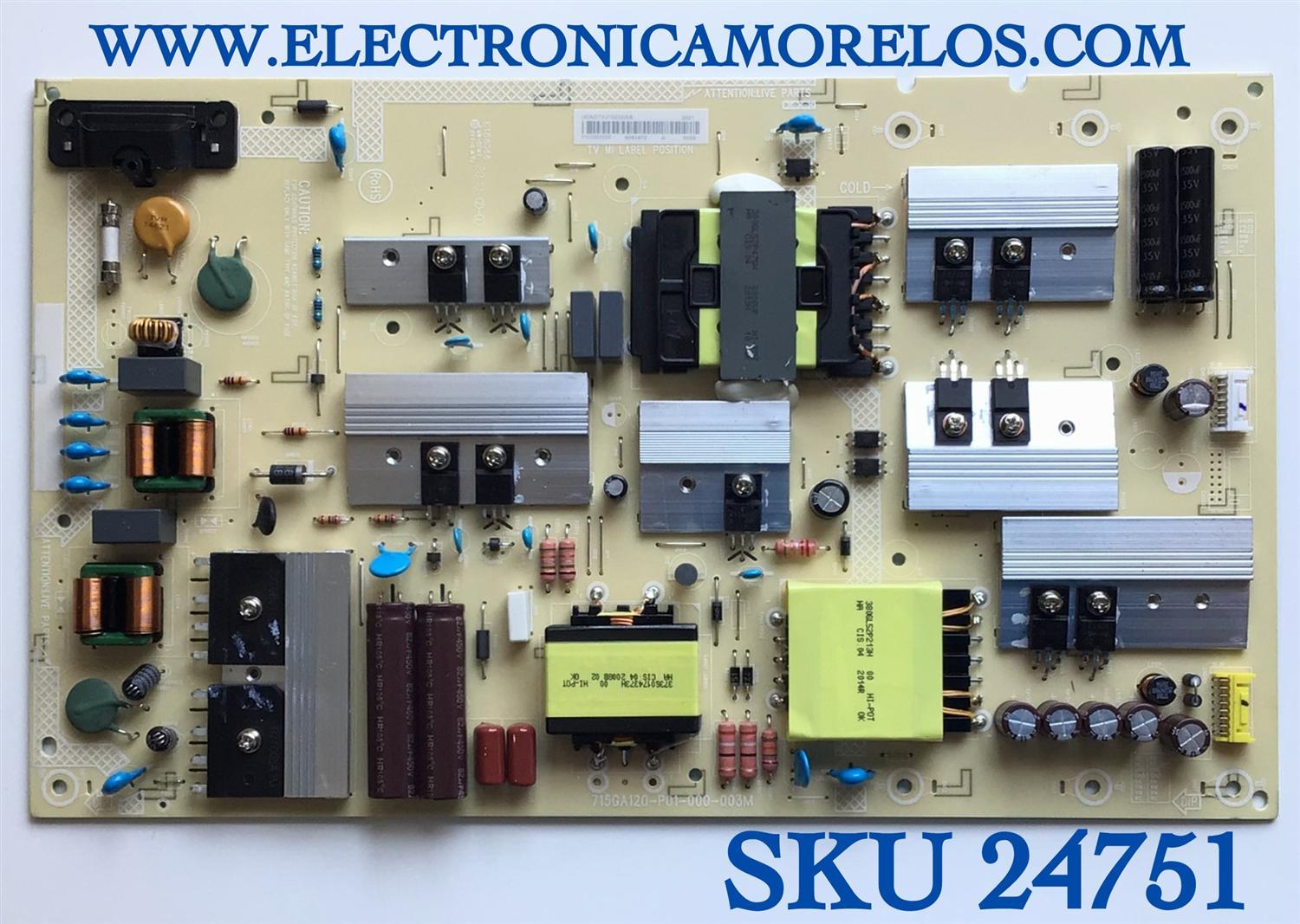 FUENTE DE PODER PARA TV VIZIO / NUMERO DE PARTE ADTVJ1825ABA / 715GA120-P01-000-003M / (X)ADTVJ1825ABA / PANEL TPT650UA-QVN07.U / TPT650UA-QVN07.U REV:S900H / MODELO M65Q8-H1 / M65Q8-H1 LTYWZMKW