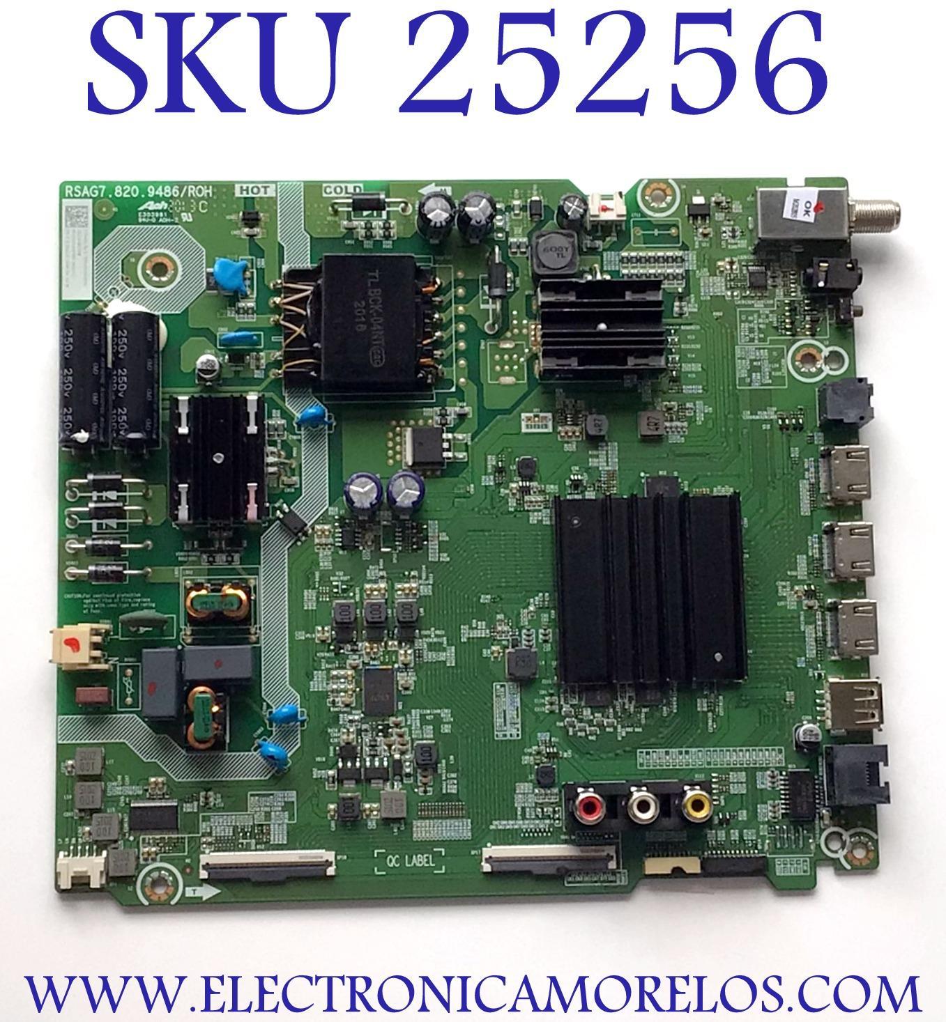 MAIN FUENTE (COMBO) PARA HISENSE·ROKU TV 4K·UHD·HDR / NUMERO DE PARTE 270482 / RSAG7.820.9486/ROH / 262577 / HU43A6109FUWR / PANEL HD425X1U81-T0L3\S1\GM\ROH / DISPLAY ST4251D01-3 VER.2.1 / MODELO 43R6E3 - Imagen 1