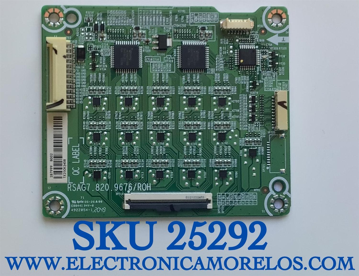 LED DRIVER PARA TV HISENSE NUMERO DE PARTE 287999 / RSAG7.820.9676/ROH / B002 / TX20CK34DB / MODELO 50H8G