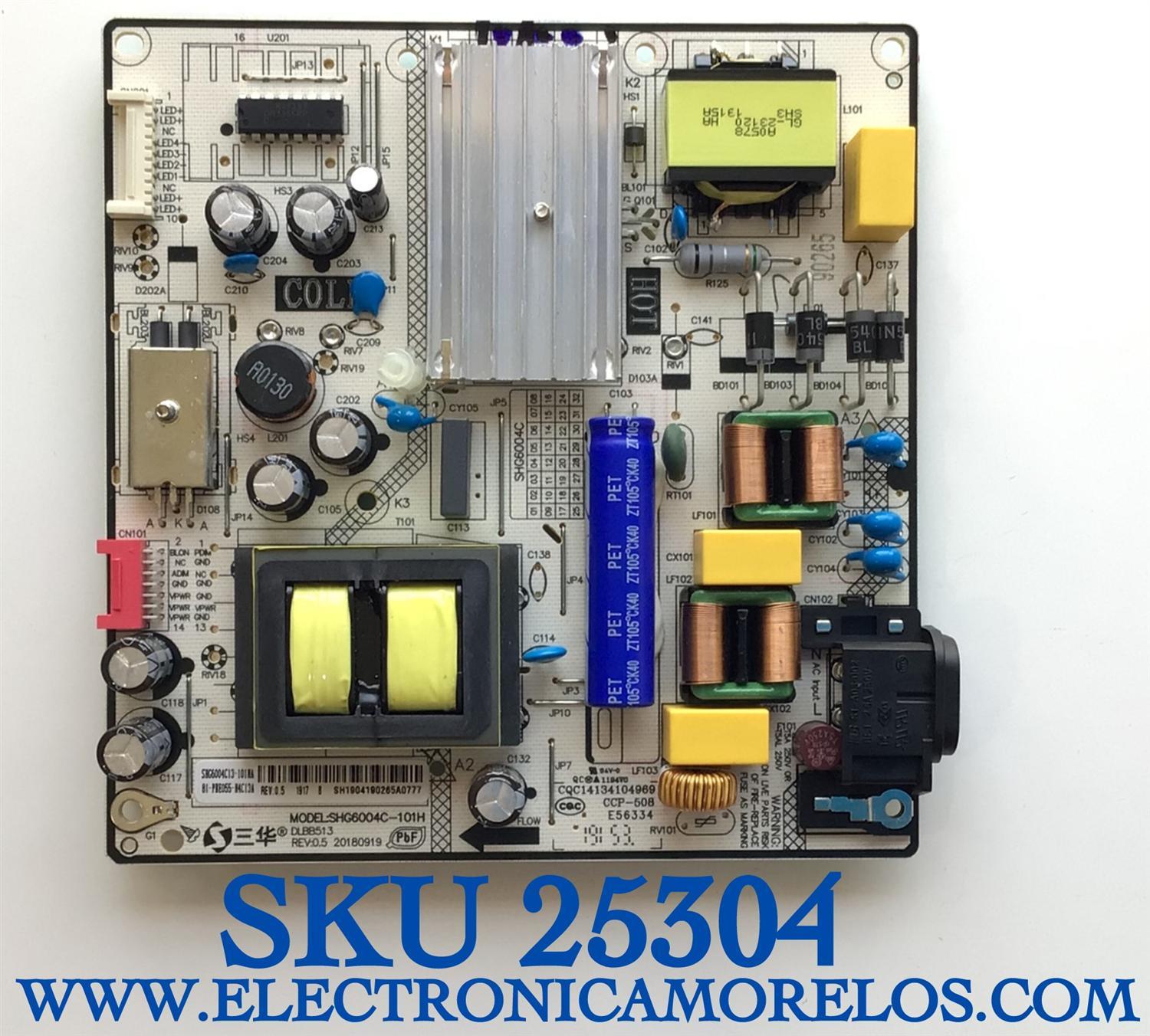 FUENTE PARA TV PHILIPS 81-PBE055-H4C13A / SHG6004C-101H / SH1904190265A0777 / SHG6004C13-101HA / MODELO 50PFL5504/F8  50PFL4864/F7