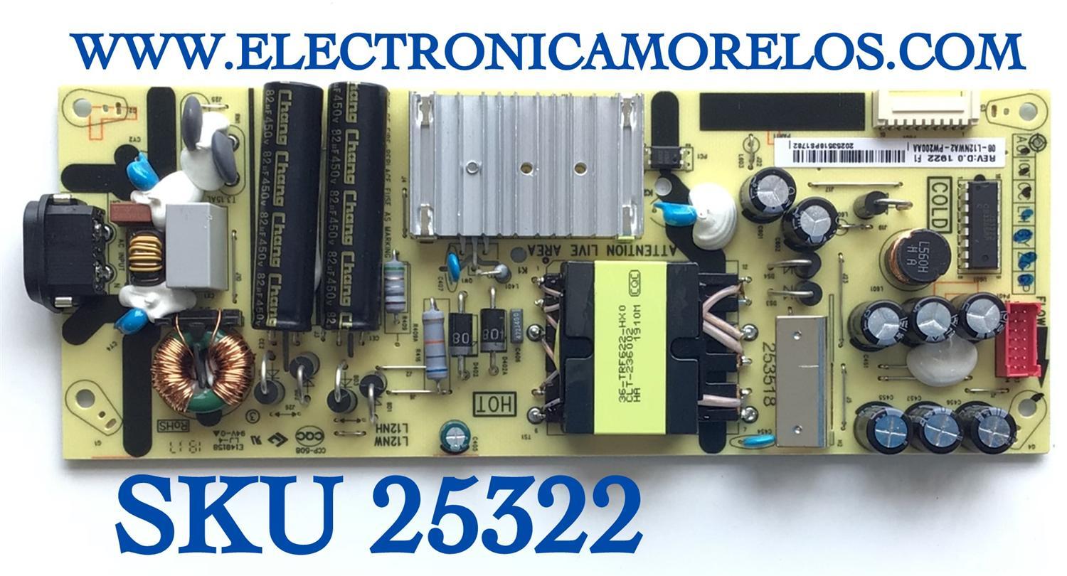 FUENTE DE PODER PARA TV TCL / NUMERO DE PARTE 08-L12NWA2-PW200AA / CCP-508 / L12NW / L12NH / 20244761PS / MODELO 55S4425 / 55A423
