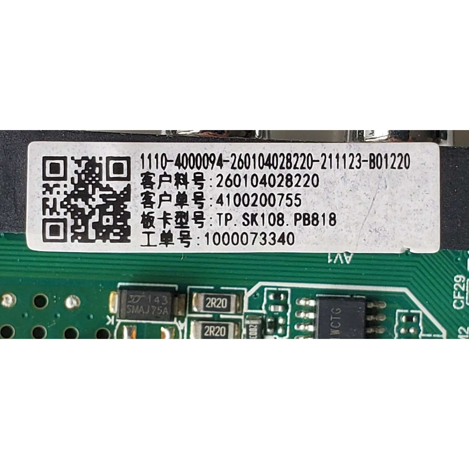 MAIN FUENTE ((COMBO)) PARA TV WESTINGHOUSE / NUMERO DE PARTE 260104028220 / TP.SK108.PB818 / 4100200755 / 1000073340 / 192E213111A / E248237 / B21119089 / PANEL HK315LEDM-JH800 / DISPLAY PT320AT03-1 VER.1.B / MODELO WD32HX1201 - Imagen 2