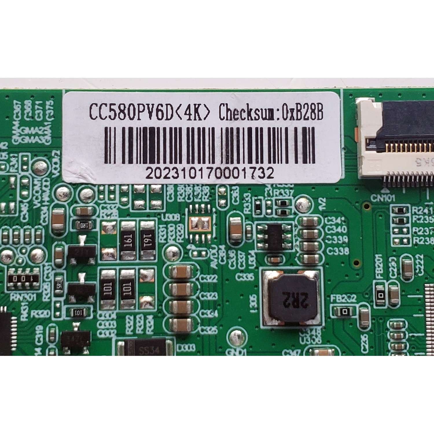 T-CON ORIGINAL PARA TV / NUMERO DE PARTE CC580PV6D / TU961KPGPS1-A V1.6. / CC580PV6D<4K> / 202310170001732 / TU961KPGPS1-A V1.6 / DISPLAY CC580PV6D VER.01 / MODELO QUASAR Q58USE1 58'' PULGADAS - Imagen 2