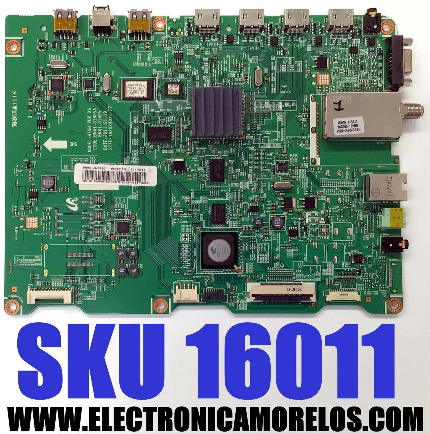 MAIN PARA TV SAMSUNG / NUMERO DE PARTE BN94-04689C / BN41-01605A / BN97-05522E / BN9404689C / PANEL S63FH-YB06 / MODELO PN64D7000 / PN64D7000FFXZA I201
