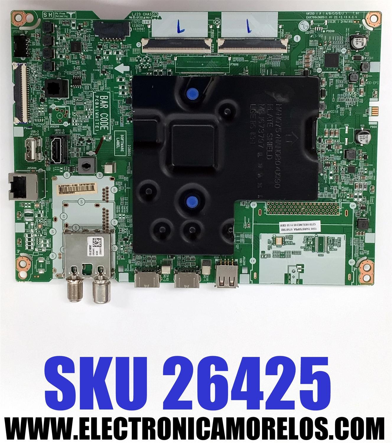 MAIN ORIGINAL PARA TV LG 4K UHD HDR SMART TV / NUMERO DE PARTE EBT67507302 / EAX70043605 / EAX70043606 / 67507302 / EAX70043605(1.0) / EAX70043606(1.3) / PANEL NC750TQG-VSKHA / DISPLAY JR745R3HA17 / MODELO 75UR8750PSA.BWMMLKR / 75UR7800PSB.BWMMLKR