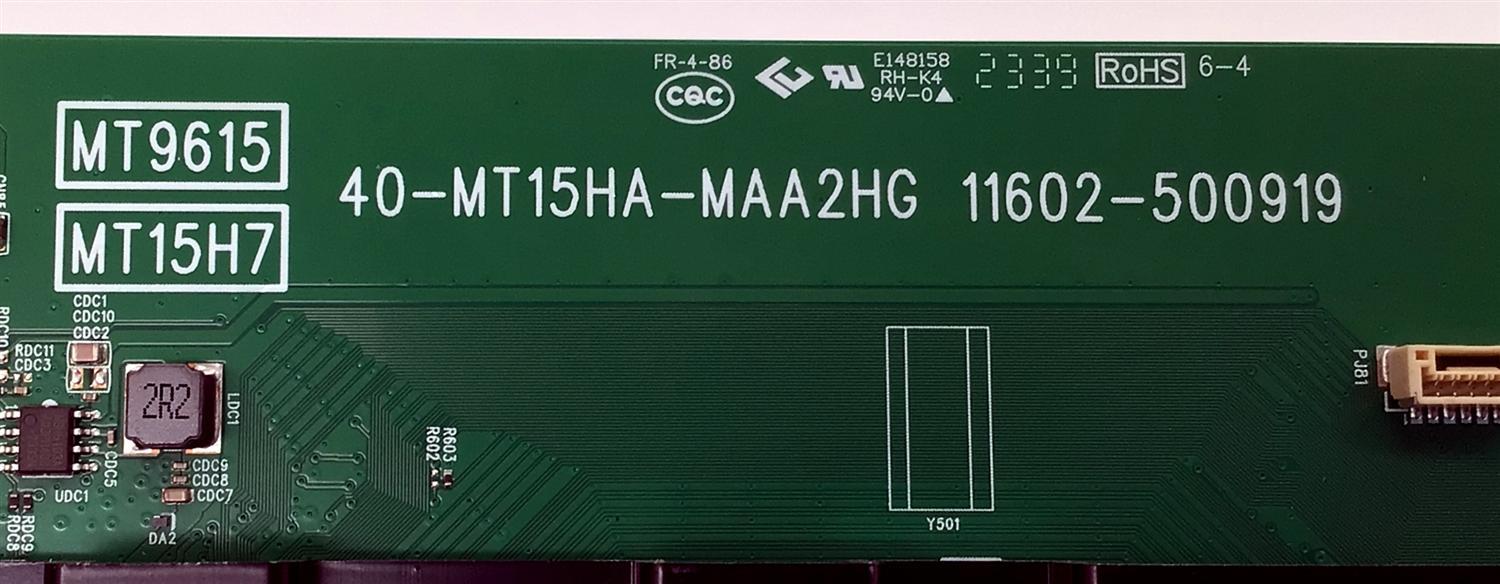 MAIN PARA TV TCL 4K·UHD·HDR ((GOOGLE TV)) / NUMERO DE PARTE 30800-001095 / 30801-001087 / 40-MT15HA-MAA2HG / 11602-500919 / MT9615 / MT15H7 / V8-T615T03-LF / PANEL LVU980NDJL CD9W18 V1 / DISPLAY ST9751D01-4 VER.2.2 / MODELO 98S550G - Imagen 3