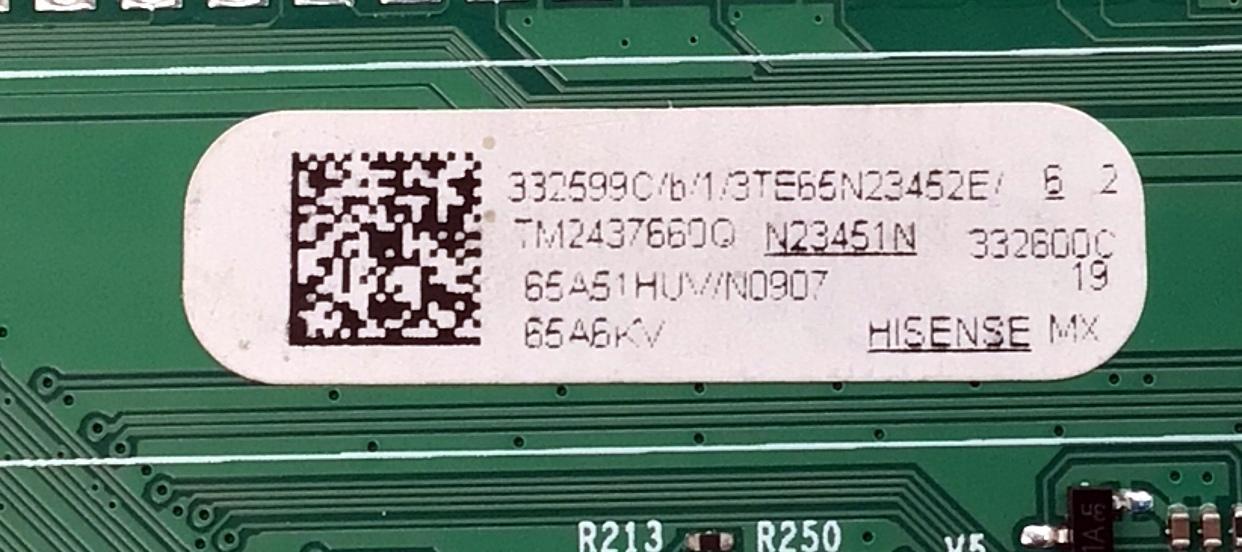 MAIN PARA TV HISENSE 4K·UHD·HDR ((VIDAA)) / NUMERO DE PARTE 332599 / RSAG7.820.12881/ROH / 332600 / 65A51HUV / PANEL HD650H1U71-T0L1\S1\GM\ROH / DISPLAY HV650QUB-F70 / MODELO 65A6KV / 65A6KV 65A51HUV - Imagen 4