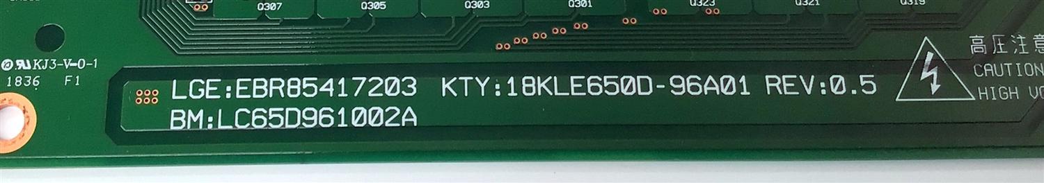 LED DRIVER PARA TV LG NANOCELL / NUMERO DE PARTE EBR85417203 / LC65D961002A / 18KLE650D-96A01 REV:0.5 / 5796A / PANEL HC650DQB-SLUAB-2143 / DISPLAY LC650EQ6 (SL)(A1) / MODELOS 65SM9500PUA / 65SM9500PUA.BUSYLJR / 65SK9500PUA / 65SK9500PUA.BUSWLJR - Imagen 3