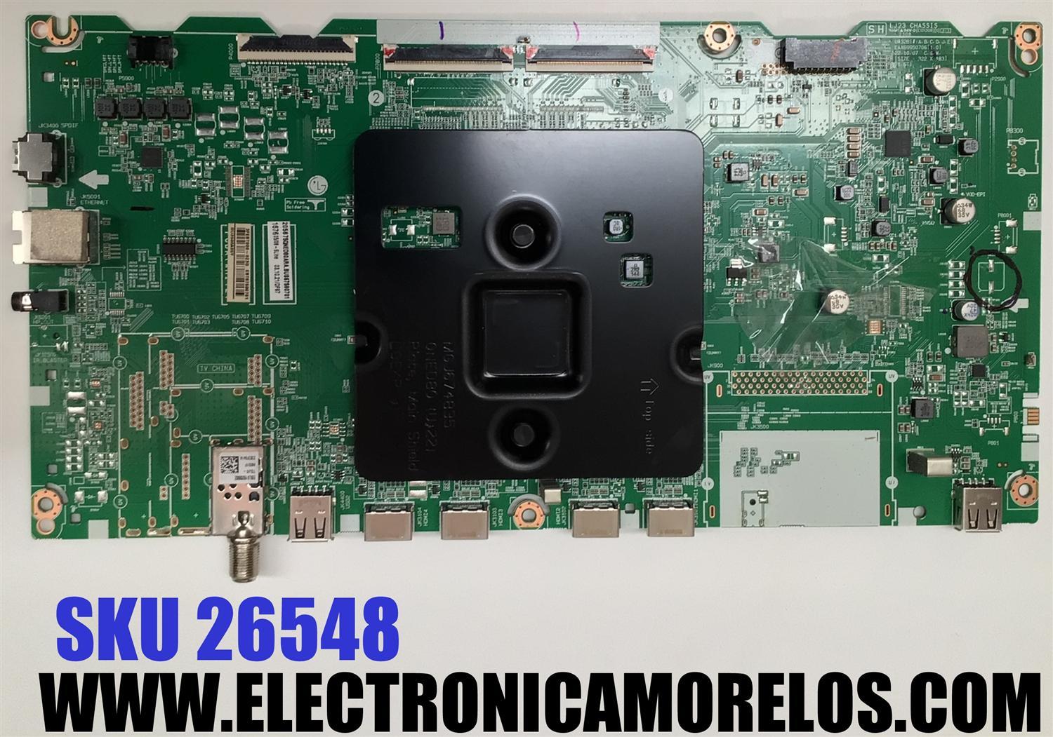 MAIN ORIGINAL PARA TV LG QNED 4K UHD HDR SMART TV / NUMERO DE PARTE EBT67590701 / EAX69950706 / EAX69950706(1.0) / 67590701 / PANEL NC750EQH-ABMH1 / DISPLAY HV750QUB-E7F / MODELO 75QNED80ARA / 75QNED80ARA.BUSFLKR