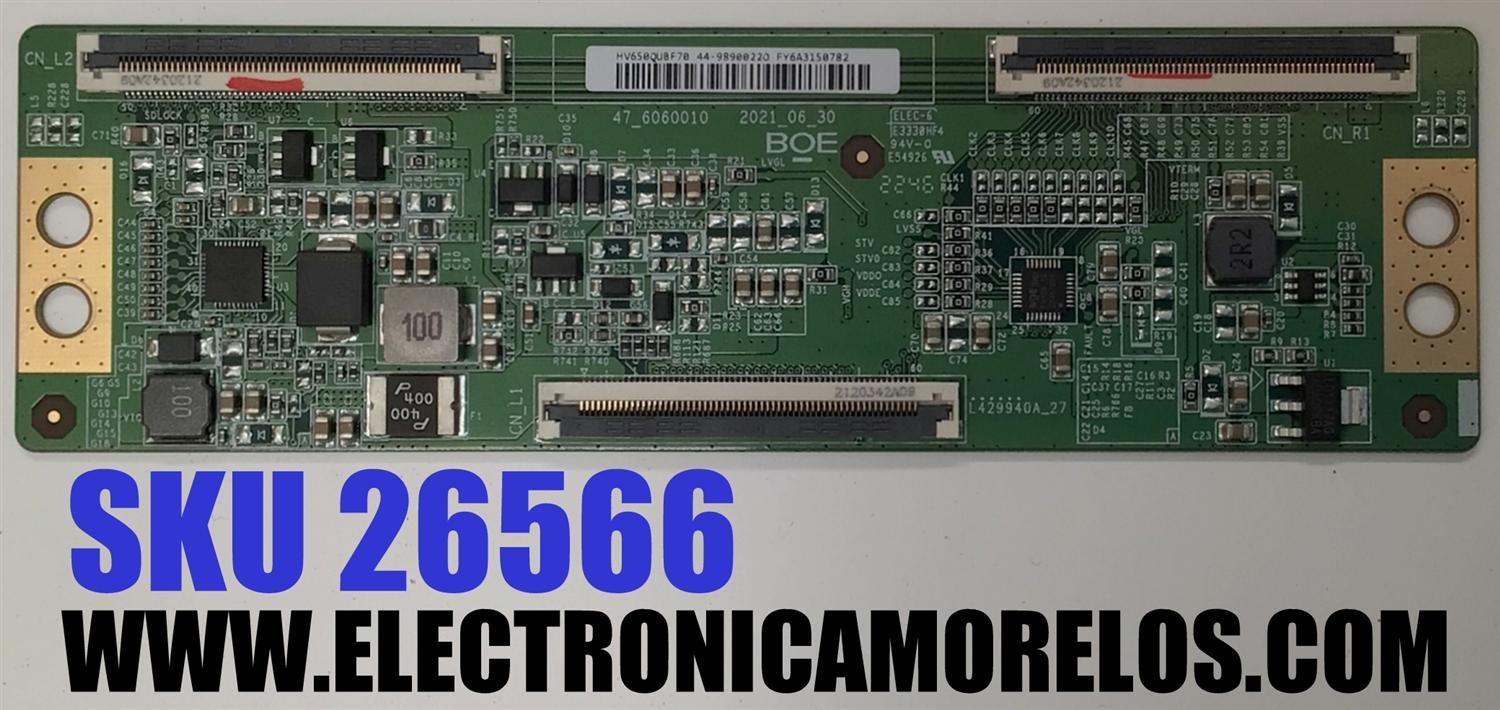 T-CON PARA TV VIZIO / NUMERO DE PARTE 44-98900220 / 47_6060010 / HV650QUBF70 / 44-9890022O / DISLAY HV650QUB-F70 / MODELOS V655M-K04 / M65Q6M-K04 / V655-J04