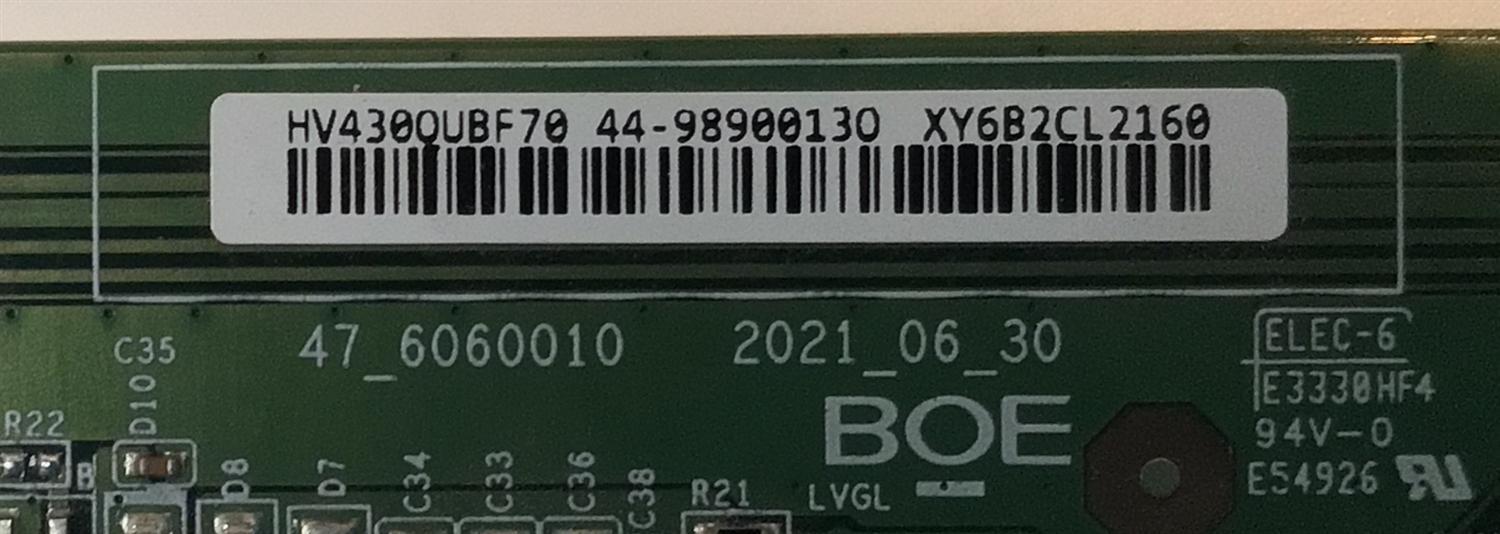 T-CON PARA TV VIZIO / NUMERO DE PARTE 44-98900130 / 47_6060010 / HV430QUBF70 / L429940A_17 / XY6B2CL2160 / PANEL BOEI430WQ1 / DISPLAY HV430QUB-F70 / MODELO M43Q6M-K04 / M43Q6M-K04 LBVFN7NZ - Imagen 3