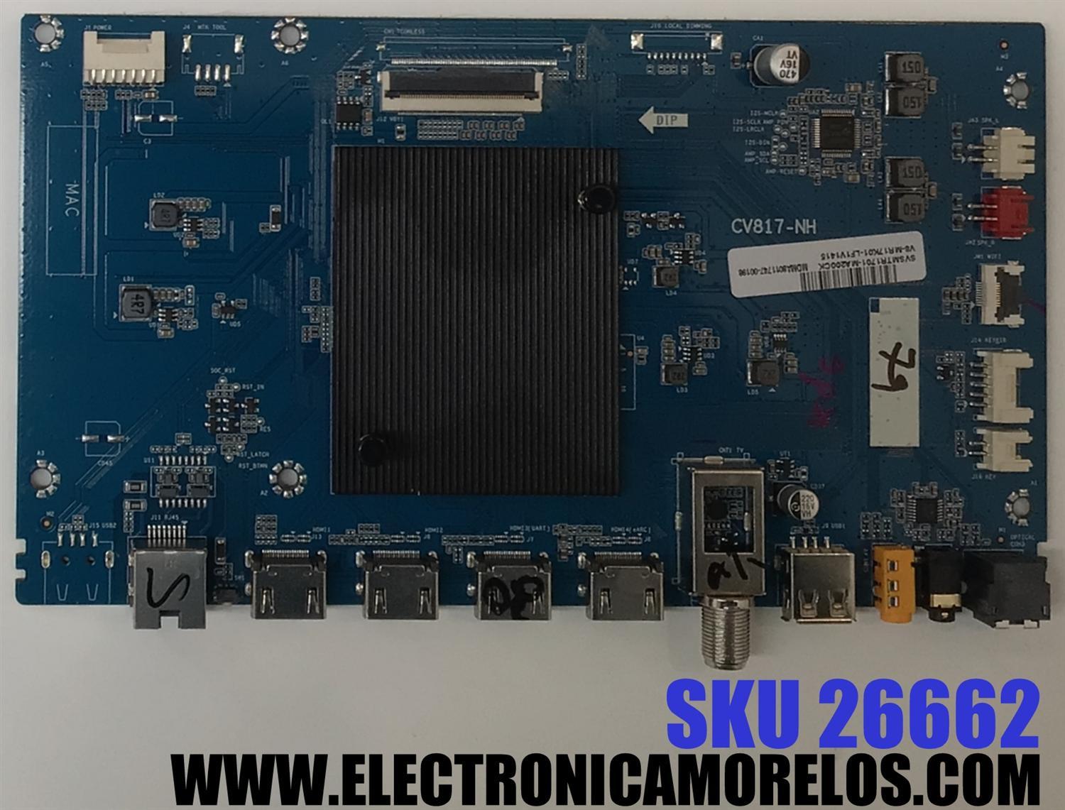 MAIN PARA TV PHILIPS 4K·UHD·HDR ((ROKU TV)) / NUMERO DE PARTE SVSMTR1701-MA200CK / CV817-NH / V8-MRT17K01-LF1V1415 / CQC23001375034 / P02EE08070192C / DISPLAY ST6451D06-3 VER.2.1 / MODELO 65PUL6673 / 65PUL6673/F7