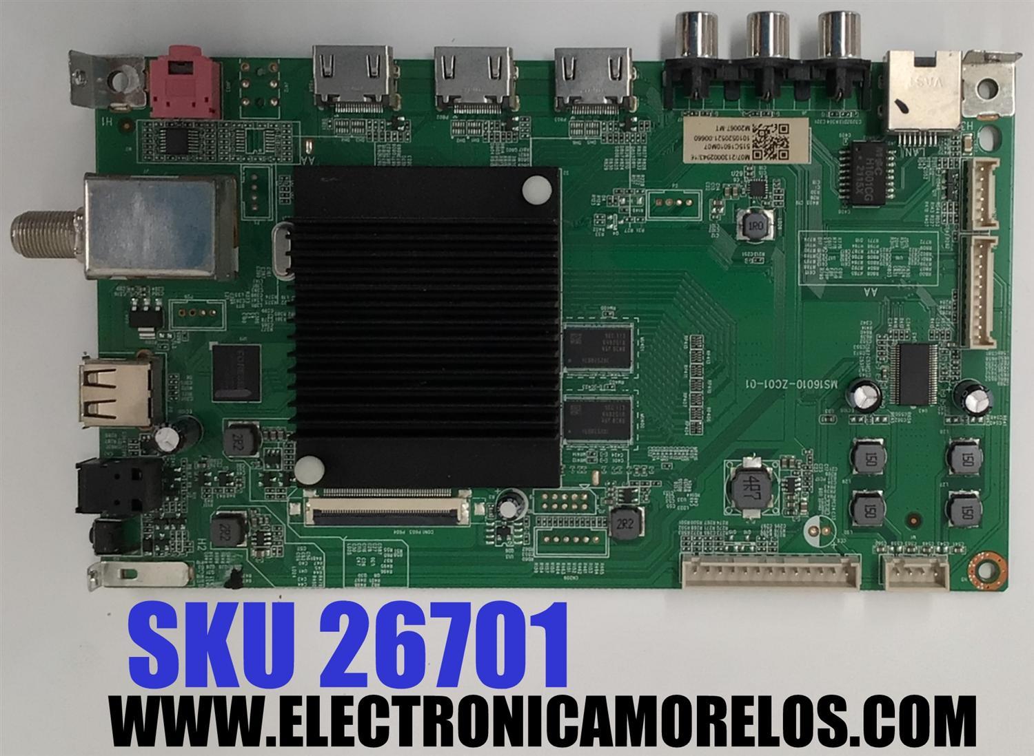 MAIN PARA TV ELEMENT 4K·UHD·HDR ((ROKU TV)) / NUMERO DE PARTE 515C16010M07 / MS16010-ZC01-01 / KB6160A / 2E01413C0 / 1010520521-00660 / M20067-MT / M07/2130002943 / DISPLAY JR645R3HA7L / MODELO E4AA65R