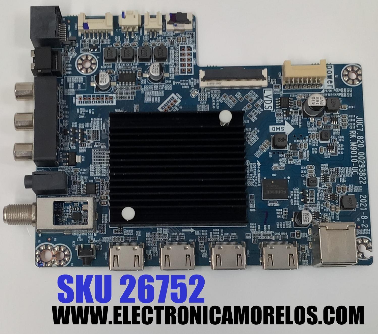 MAIN PARA TV ONN 4K·UHD·HDR ((ROKU TV)) / NUMERO DE PARTE JUC7.820.00293822 / RK.M9010-UC / 850310725N23067-CH / 99L31C9 / M006938 / PANEL C500Y19-5C / DISPLAY CV500U2-T01 REV:02 / MODELO 100133204 (50")