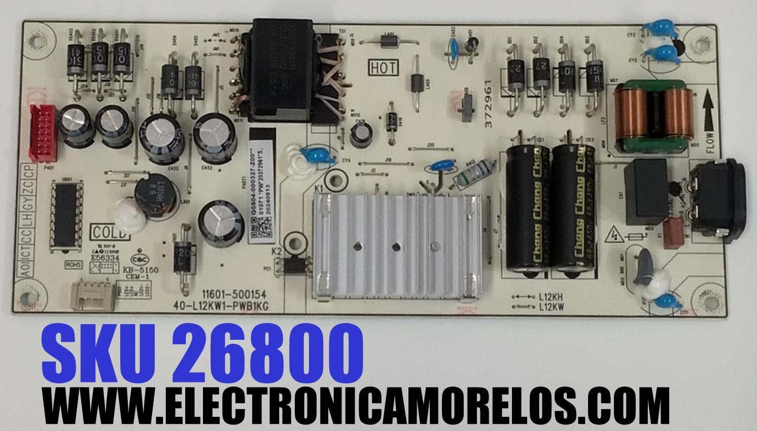 FUENTE DE PODER ORIGINAL PARA TV TCL / NUMERO DE PARTE G0504-000327 / 40-L12KW1-PWB1KG / 11601-500154 / G0504-000327-Z00 / 20372961 / 20240513 / PANEL LVU430NDAL / DISPLAY PT430GT03-1 VER.1.0 / MODELO 43Q51BG / 43Q51BR / 43Q5K