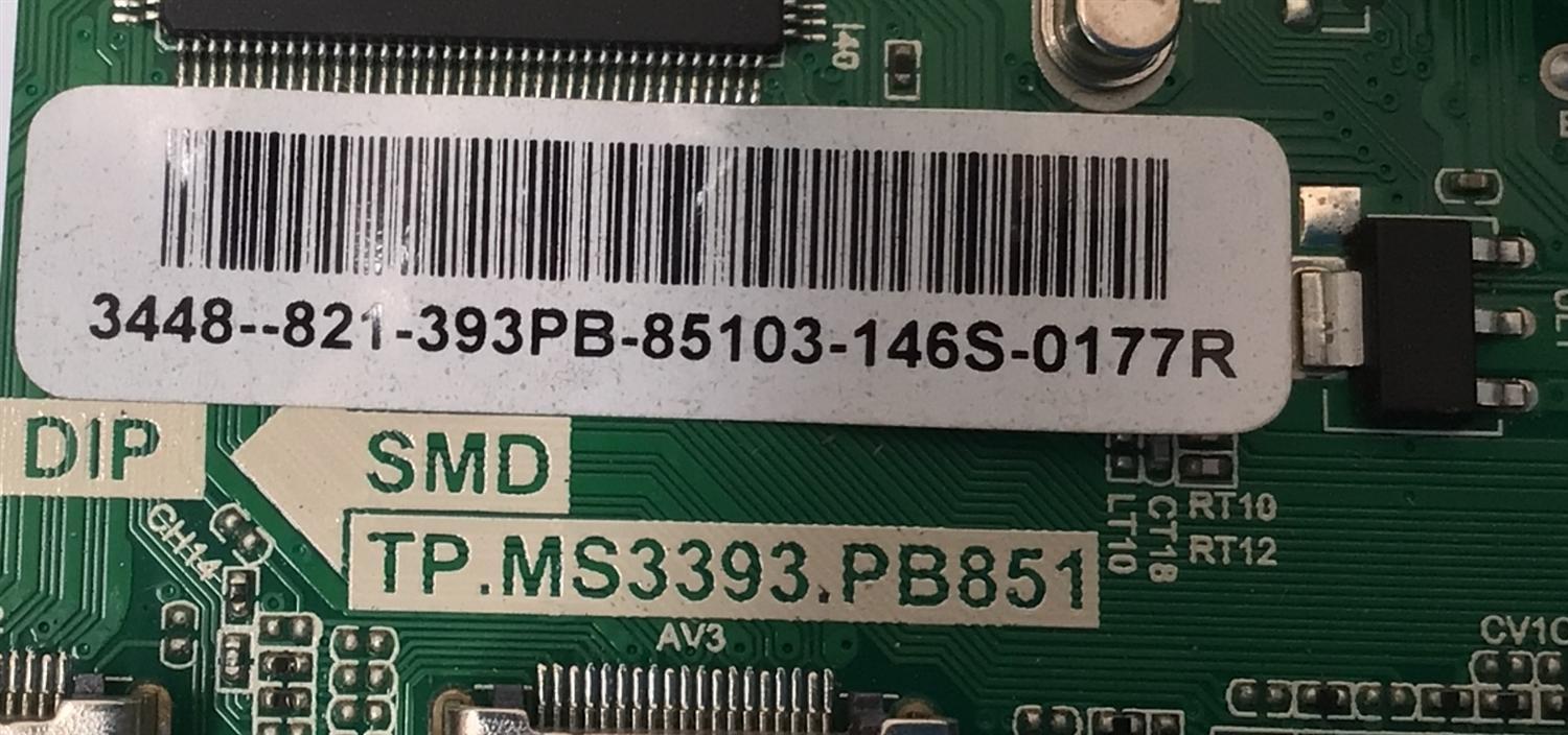MAIN FUENTE ((COMBO)) PARA TV DIGITREX / NUMERO DE PARTE 8140502208 / TP.MS3393.PB851 / N14060229 / 6047360001 / 3448-821-393PB / 85103-146S-0177R / TP.MS3393.PB851B / 821-393PB-85103 / PANEL HK395WLEDM-CH03H / DISPLAY V400HJ6-PE1 / MODELO DX40FKM - Imagen 4