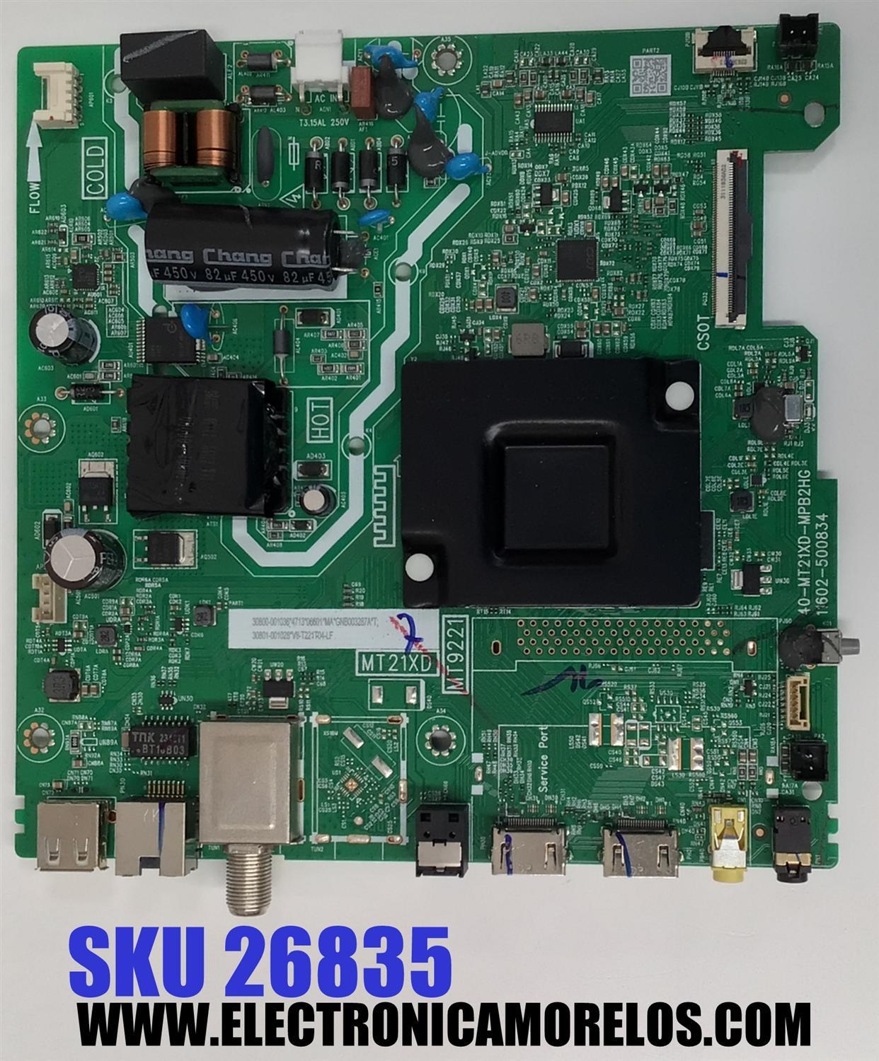 MAIN FUENTE ((COMBO)) PARA TV TCL HD ((GOOGLE TV)) / NUMERO DE PARTE 30800-001036 / 40-MT21XD-MPB2HG / 11602-500834 / 30801-001028 / V8-T221T04-LF / PANEL LVW320NDEL / DISPLAY ST3151A07-5 VER.2.1 / MODELO 32S250G